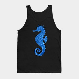 Bright Blue Faux Glitter Seahorse Tank Top